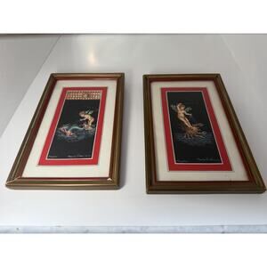 Two Piece Set Vintage Italian Mythology Framed Mario Graziano Wall Art